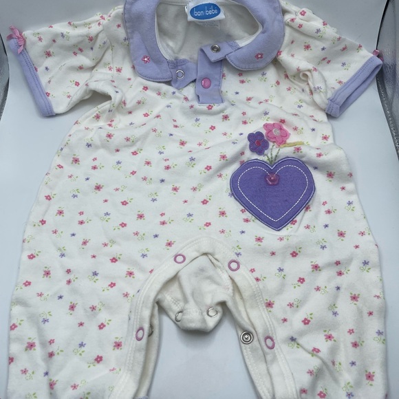 Bon Bebe Other - Bon Bebe Floral Baby Onesie with purple collar size 3-6 months (Pre-Owned)